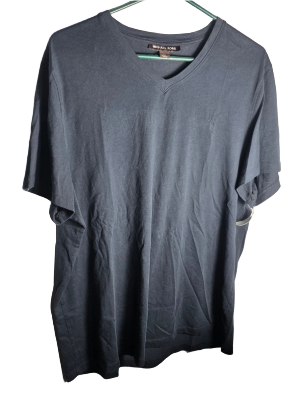 Men's Michael Kors V-Neck Short Sleeve Tee navy Size XL preppy designer trendy